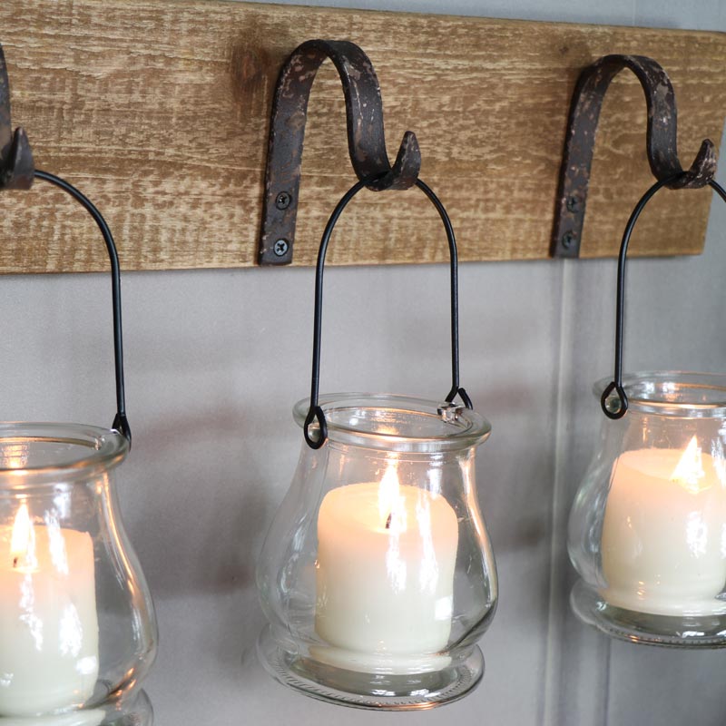 Rustic Wall Mounted Hook Tealight Holder