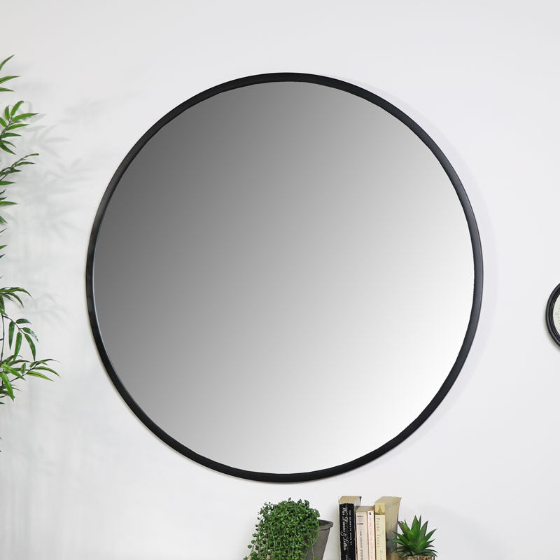 Large Round Black Mirror 100cm x 100cm