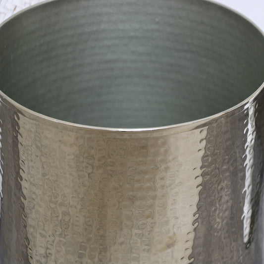 Metal Hammered Silver Storage Waste Bin