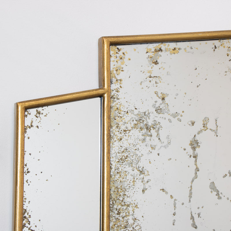 art deco gold mirror with antique glass