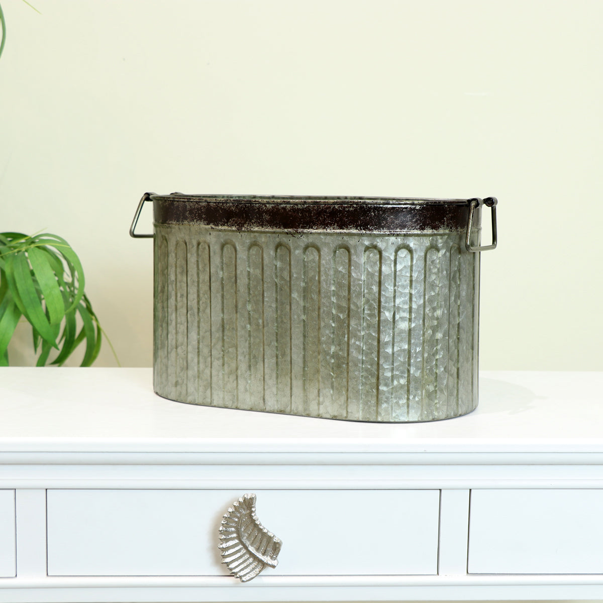 Large Rustic Metal Bucket Planter Pot