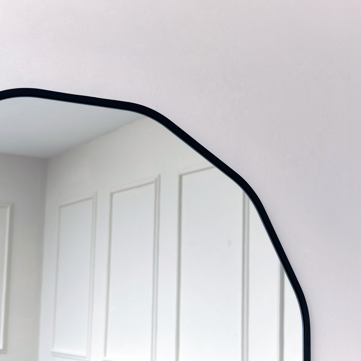 Large Round Black Scalloped Wall Mirror 90cm x 90cm