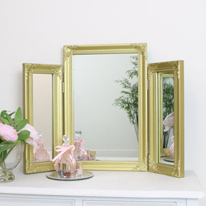 Ornate Gold Triple Dressing Table Mirror 55cm x 74cm Windsor Browne Ornate Gold Triple Dressing Table Mirror 55cm x 74cm Windsor Browne