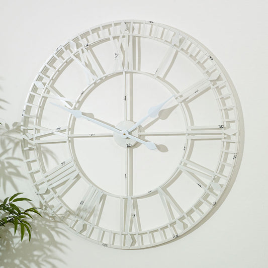 Large White Skeleton Wall Clock