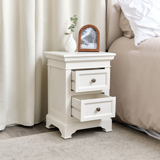 Ivory Two Drawer Bedside Table - Daventry Ivory Range