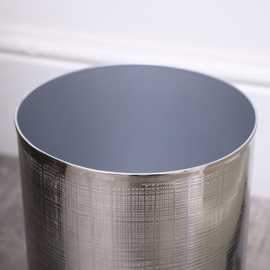 Silver Textured Metal Waste Bin