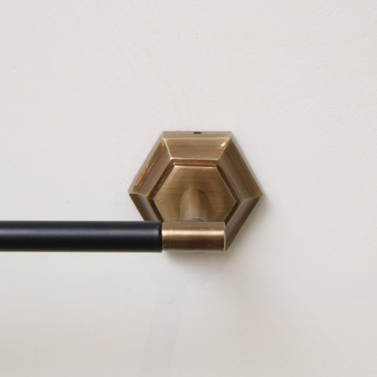 Brass Gold and Black Towel Rail 64cm