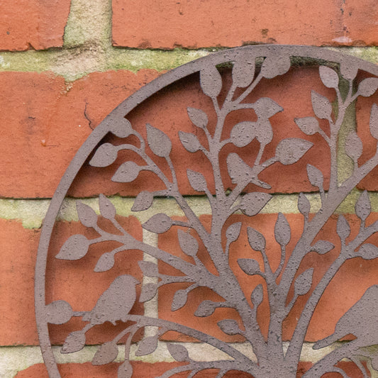 Galvanised Rust Tree Detail Garden Wall Art - 30cm