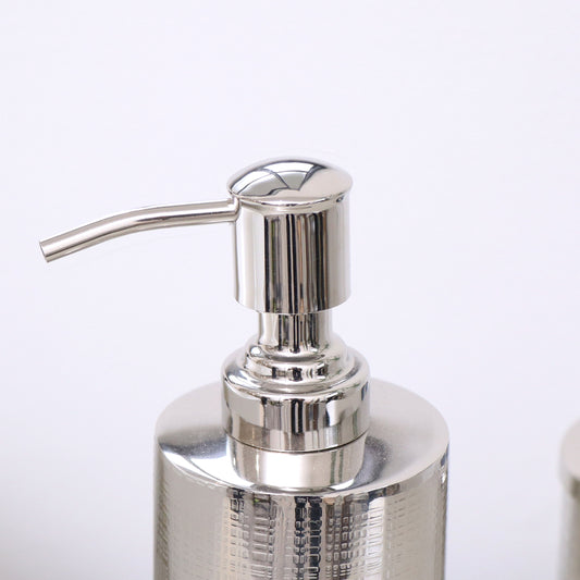 Silver Textured Metal Soap Dispenser