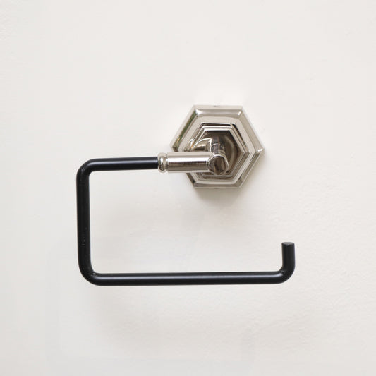 Chrome Silver and Black Toilet Roll Holder