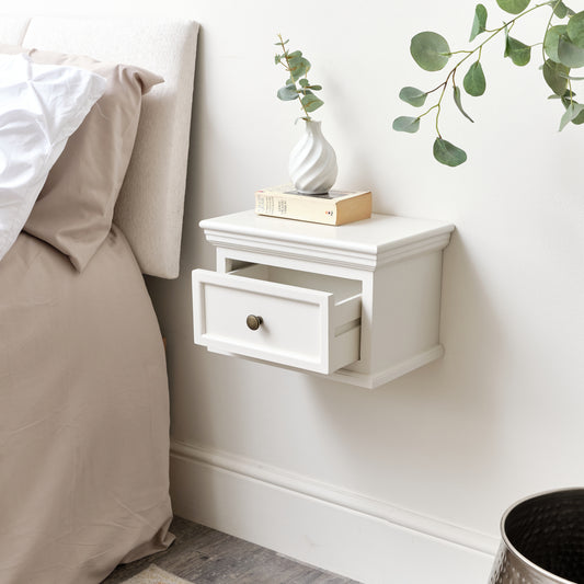 Ivory Wall Mounted Bedside Table - Daventry Ivory Range