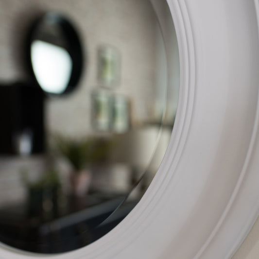 Round Vintage White Wall Mirror 60cm x 60cm