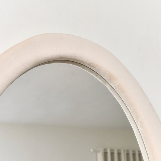 Pale Pink Oval Velvet Framed Wall Mirror 50cm x 70cm