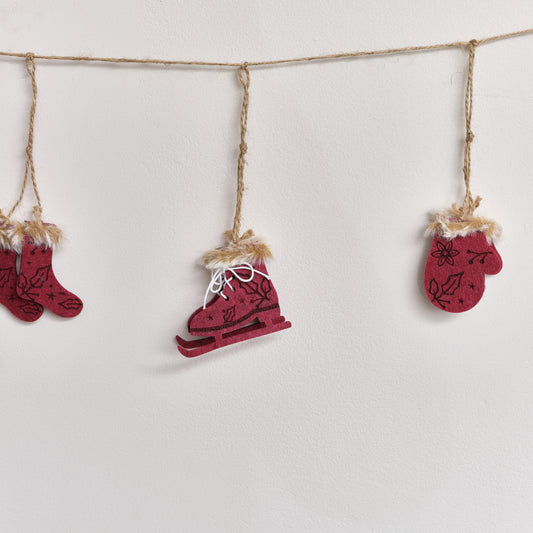 Dark Red & White Winter Garland / Table Scatters - 120cm