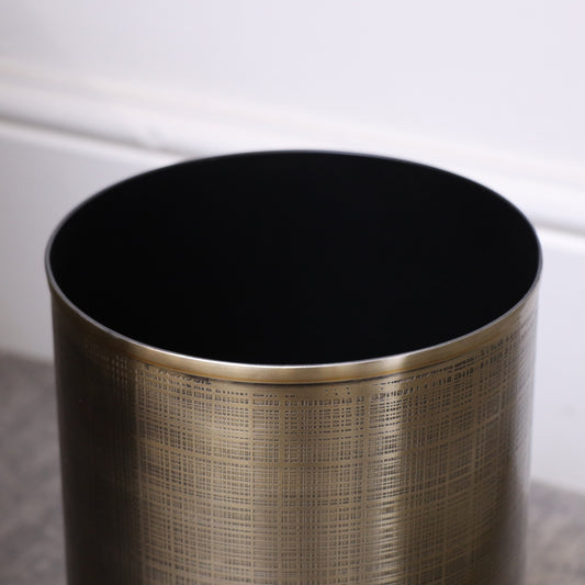 Brass Gold Textured Metal Waste Bin