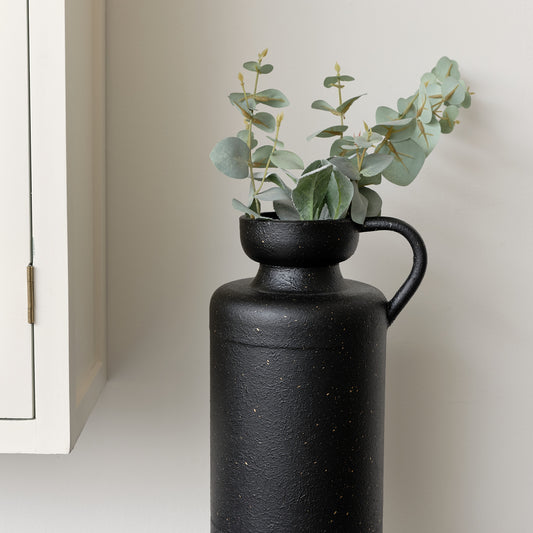 Large Black & Gold Speckled Jug Vase - 42cm