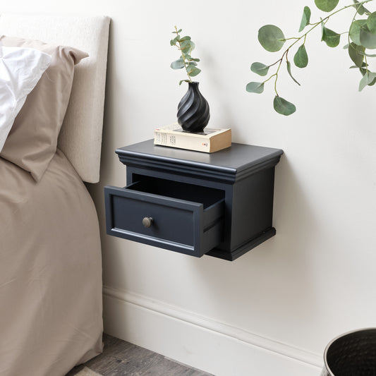Black Wall Mounted Bedside Table - Daventry Black Range
