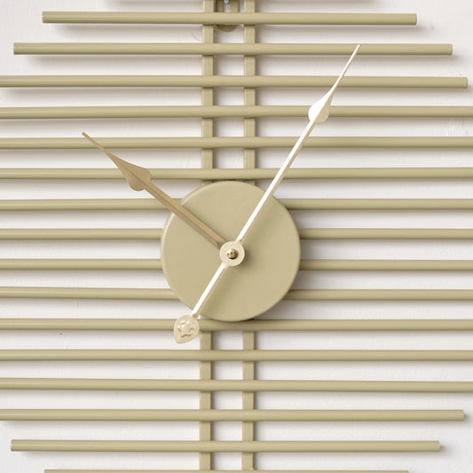 Khaki Green & Gold Line Detailed Wall Clock 40cm x 40cm