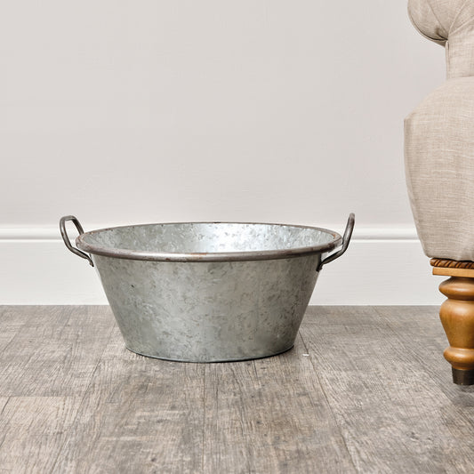 Large Silver Galvanised Metal Trough Planter Pot - 55cm