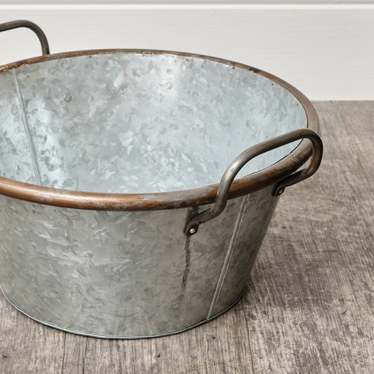 Medium Silver Galvanised Metal Trough Planter Pot - 40cm
