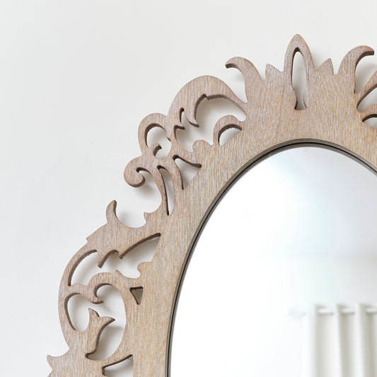 Ornate Vintage Framed Washed Wooden Wall Mirror 48cm x 65cm