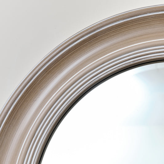 Round Rustic Pale Brown Wood Effect Wall Mirror 65cm x 65cm