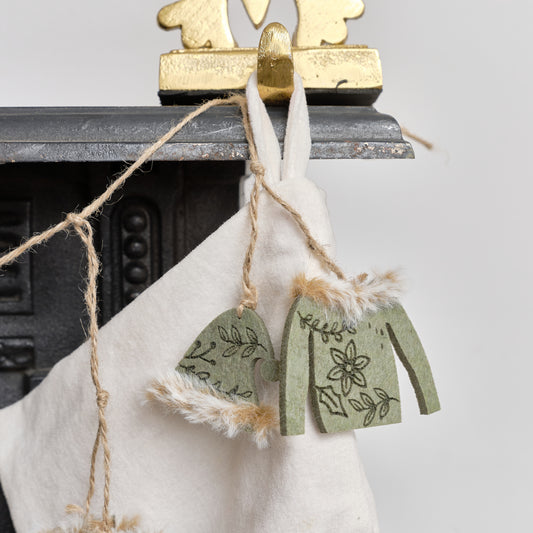 Green & White Winter Garland / Table Scatters - 120cm