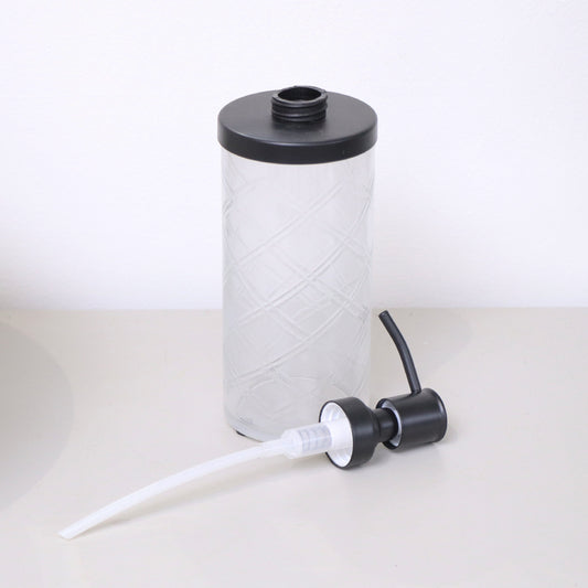 White Patterned Soap Dispenser with Black Rim