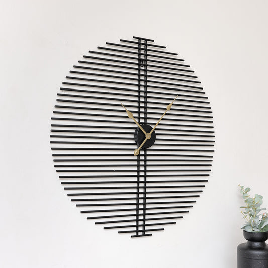 Large Black & Gold Line Detailed Wall Clock 80cm x 80cm