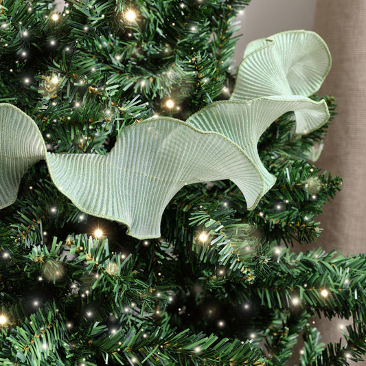 Green Sparkle Ruffle Christmas Tree Ribbon - 270cm