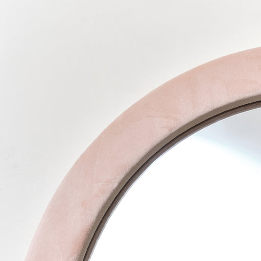 Tall Baby Pink Velvet Arched Frame Wall Mirror 54cm x 142cm