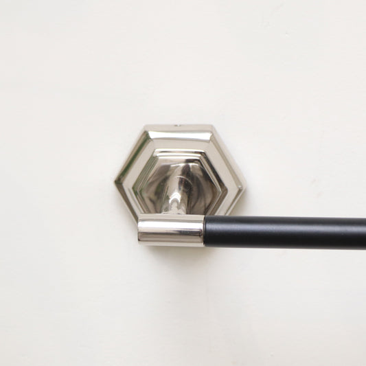 Chrome Silver and Black Towel Rail 64cm