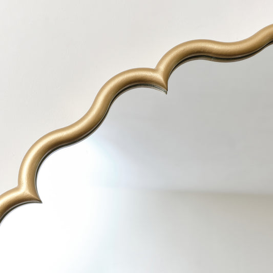 Gold Scalloped Frame Round Wall Mirror - 80cm x 80cm