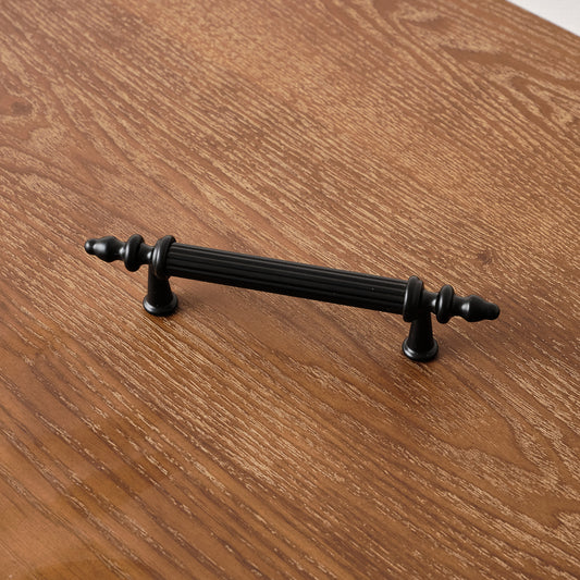 Small Black Ribbed Metal Bar Pull Handle 15cm
