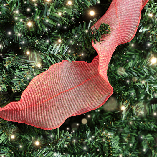 Red Sparkle Ruffle Christmas Tree Ribbon - 270cm