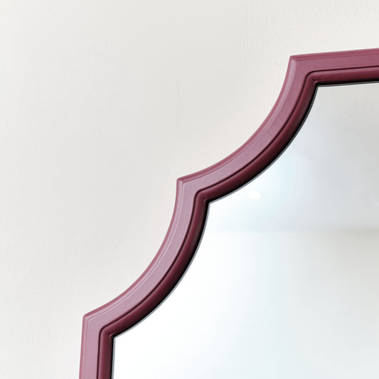 Raspberry Red Geometric Framed Wall Mirror 80cm x 50cm