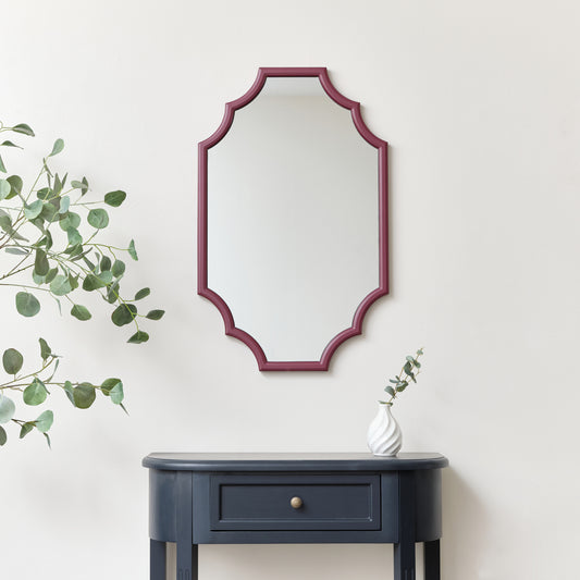 Raspberry Red Geometric Framed Wall Mirror 80cm x 50cm