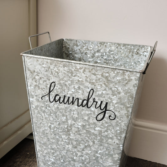 Silver Glavanised Metal Storage / Laundry Basket - 50cm