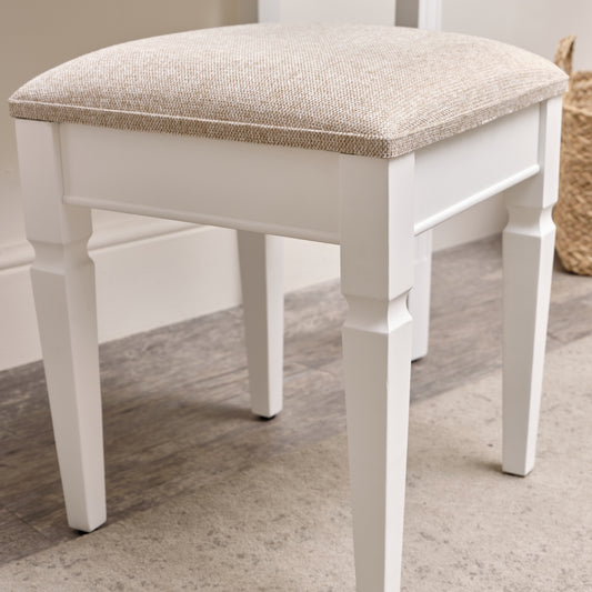 White Cushioned Dressing Table Stool - Daventry White Range