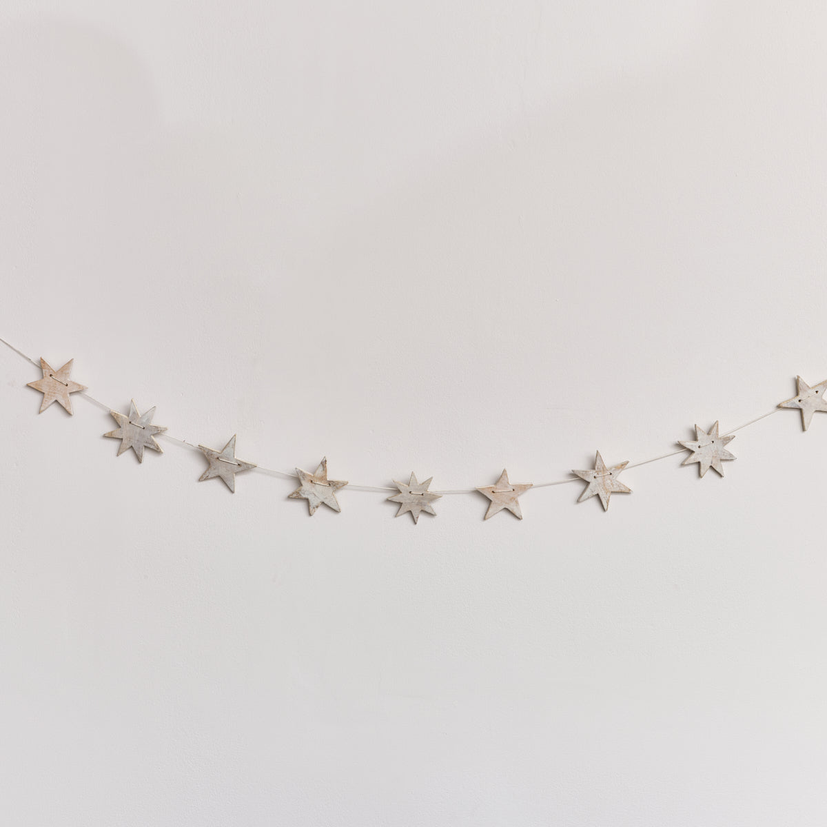 Distressed Wooden Star Garland - 120cm