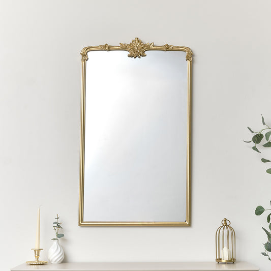 Large Gold Ornate Vintage Floral Wall Mirror - 104cm x 63cm