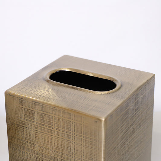 Brass Gold Textured Metal Tissue Box Holder
