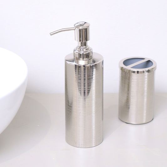 Silver Textured Metal Soap Dispenser