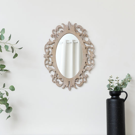 Ornate Vintage Framed Washed Wooden Wall Mirror 48cm x 65cm
