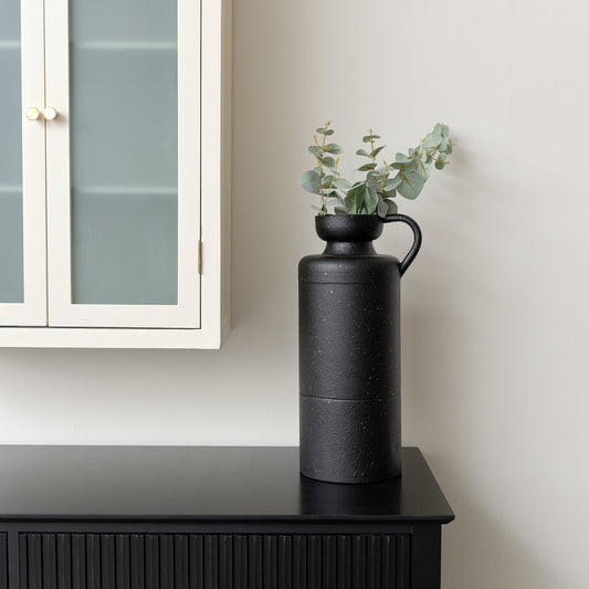Large Black & Gold Speckled Jug Vase - 42cm