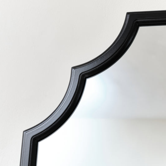 Black Satin Geometric Framed Wall Mirror 80cm x 50cm