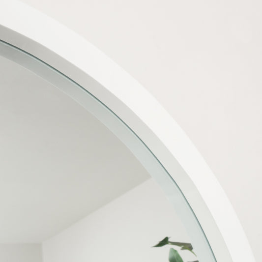 Extra Large White Arched Frame Leaner/Wall Mirror - 190cm x 110cm