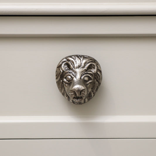Antique Silver Lion Drawer Knob