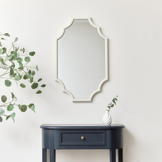 Ivory Geometric Framed Wall Mirror 80cm x 50cm