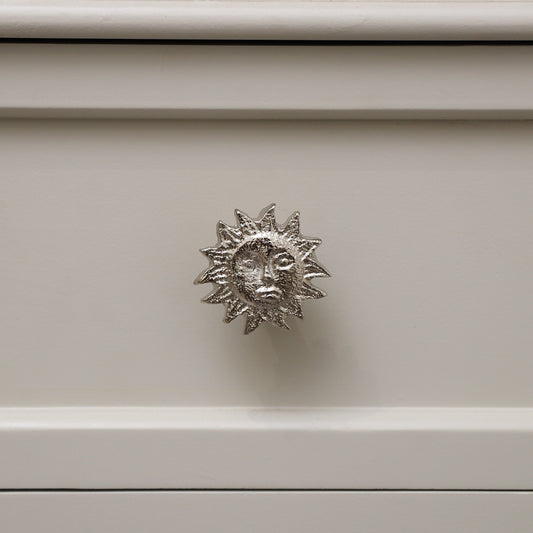 Shiny Silver Sun Drawer Knob